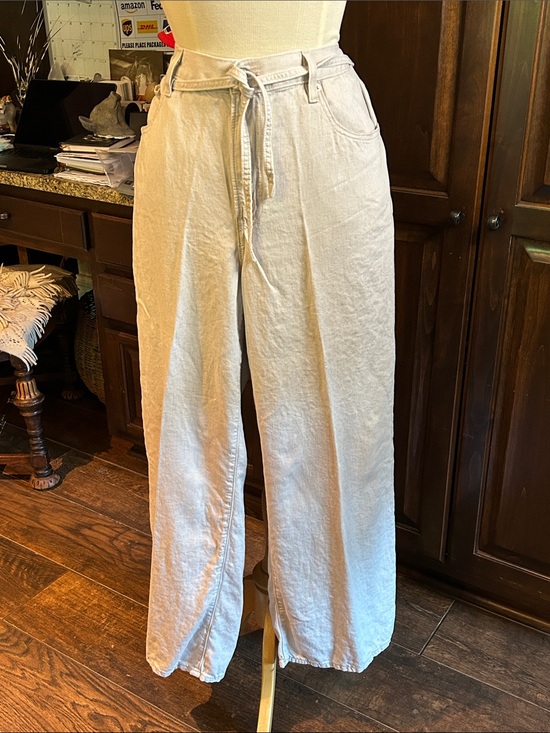 Levi's Denim - Levis XL Baggy Straight Sz 32 x 31 Tie Waist Wide Leg Trouser Khaki White Label